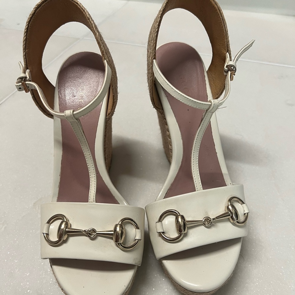 Gucci (slightly off white) wedge. Worn a handful of times.